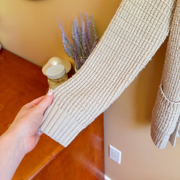 Faded Glory Beige Longline Knit Cardigan – Size Large - Picture 2 of 4